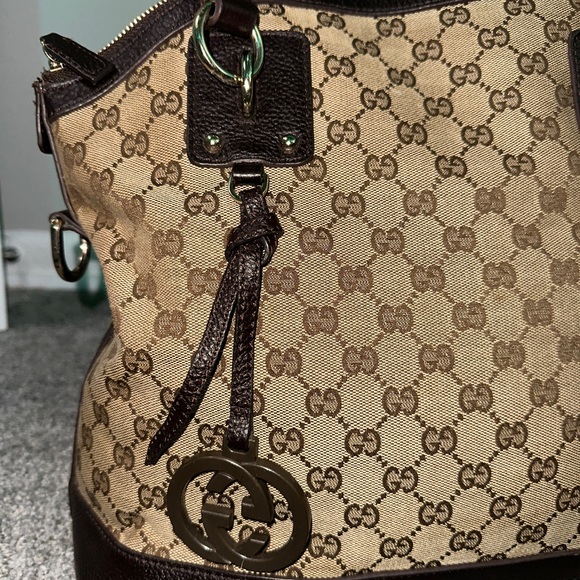 Gucci Charm Convertible Dome Satchel GG Canvas with Leather Medium - Picture 7 of 17